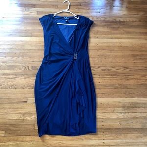 Plus Size Navy Blue Wrap Cocktail Dress
